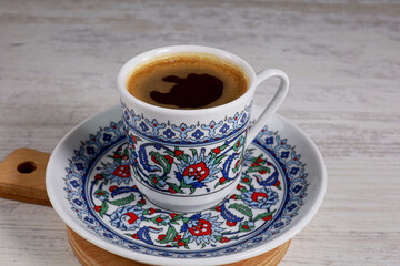 a cup of Turkish coffee on the table