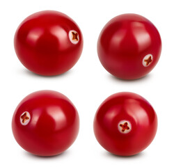 Cranberry isolated on white background with full depth of field. Set or collection