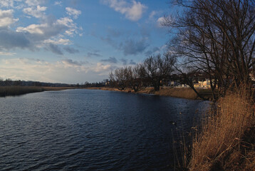 lake in the middle, city