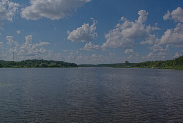 lake in the middle, city