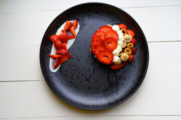 homemade pancakes with strawberries
