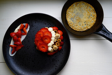 homemade pancakes with strawberries