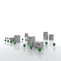 Obraz premium 町; 街; 建物; 住宅; 町並み; 住宅街; 住宅地; 風景; 景観; 景色; 風景写真; 眺め; 立体; ３D; BG; CG; 3D; グラフィック; イラスト