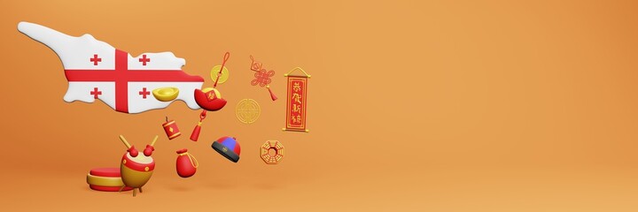 3d rendering of Chinese holiday celebrations in Georgia for social media stories