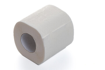 toilet paper roll on isolated white background, copy space