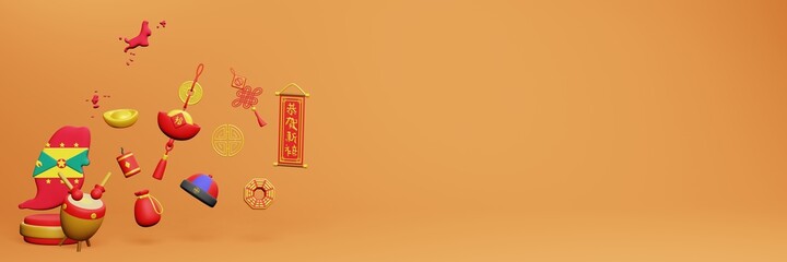 3d rendering of Chinese holiday celebrations in Grenada for social media stories