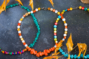 Colorful necklace and bracelet mix, beads and stone necklace, jewelry