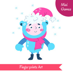 Finger prints art. Educational game for preschool children.