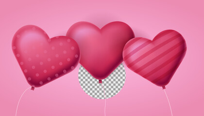 Cute 3D Pastel Pink Heart Balloons