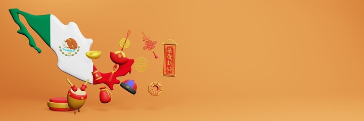 3d rendering of Chinese holiday celebrations in Mexico for social media stories