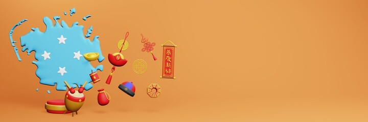 3d rendering of Chinese holiday celebrations in Micronesia for social media stories