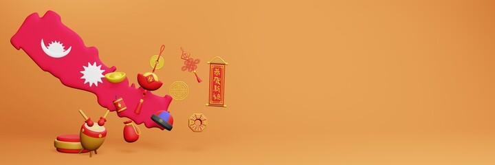 3d rendering of Chinese holiday celebrations in Nepal for social media stories