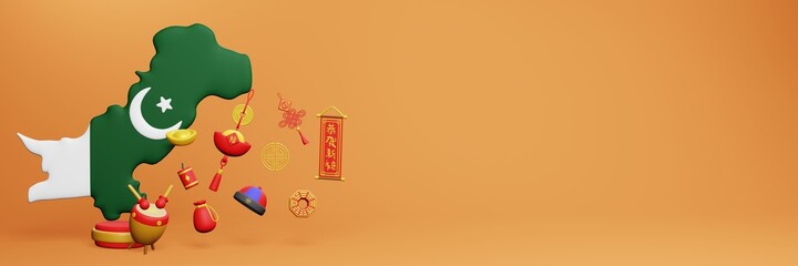 Fototapeta premium 3d rendering of Chinese holiday celebrations in Pakistan for social media stories