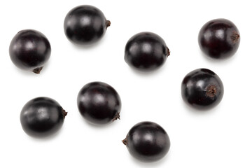 Fototapeta na wymiar black currant isolated on white background. macro. clipping path. top view