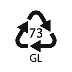 Bottle Glass recycling code 73 GL. Vector illustration