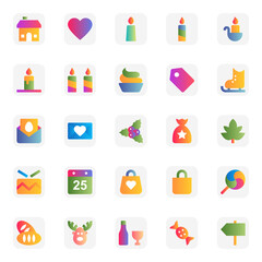 Gradient color icons for merry christmas.