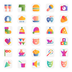 Gradient color icons for merry christmas.