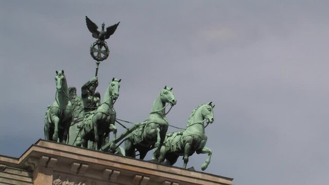 Quadriga on Brandenburg Gate. Brandenburger Tor in Berlin, Germany.