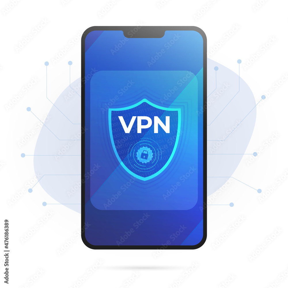 Poster vpn service concept. virtual private network application - internet security and privacy data encryp