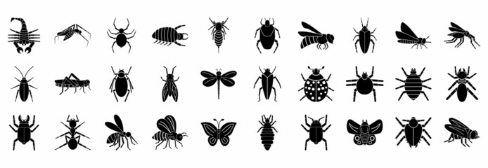 insect icon set, insect vector set sign symbol - obrazy, fototapety, plakaty