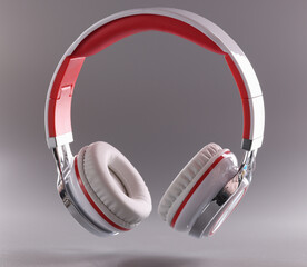 High quality headphones in red and white colour combination