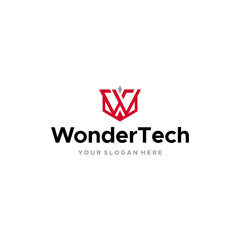 modern design initial W Wonder Tech logo design