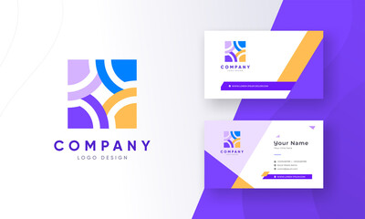 Fototapeta premium Abstract Colorful Star Logo with Corporate Business Visiting Card Vector Illustration
