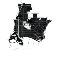 Long Beach, California, United States, Black and White high resolution vector map