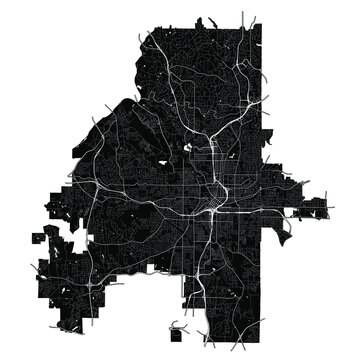 Atlanta, Georgia, United States, Black and White high resolution vector map