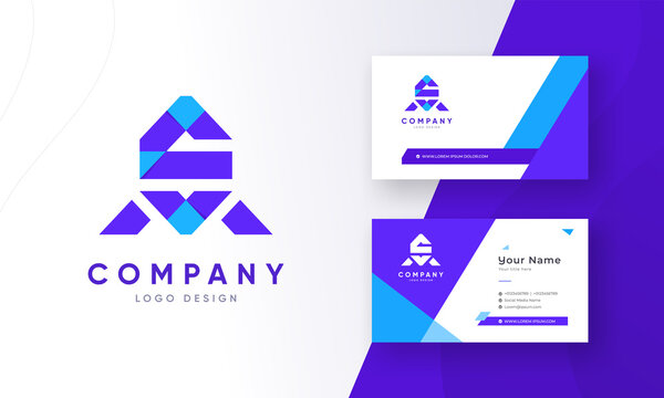 Initial Letter SM Logo with Corporate Business Visiting Card Vector Illustration