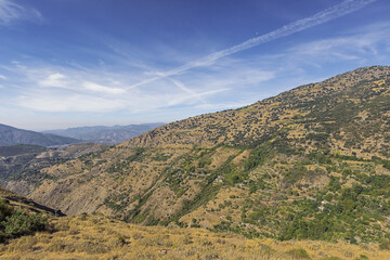 Fototapeta na wymiar Looking over the Poqueira gorge, from the lookout at Pampaneira