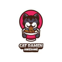 Illustration vector graphic of Cat Ramen, good for logo design