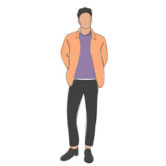 Fototapeta premium man, guy sketch, outline, isolated