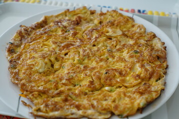 Egg Omelet In Ceramic Plate
