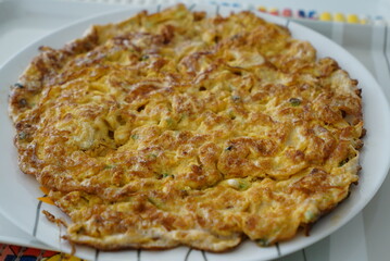 Egg Omelet In Ceramic Plate