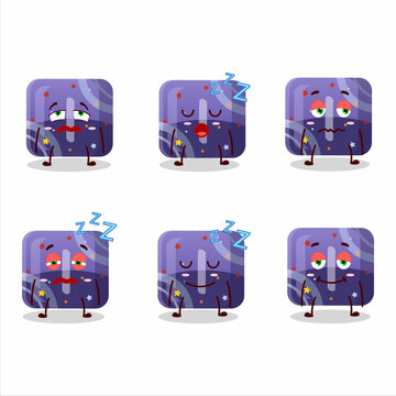 Cartoon Character Of Purple Gummy Candy I With Sleepy Expression