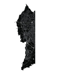 Curitiba, Brazil, Black and White high resolution vector map