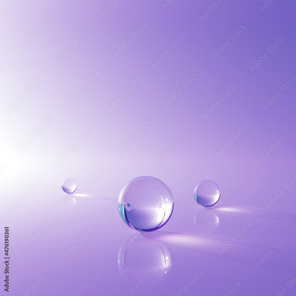 Wall mural glass and caustics object, 3d render abstract background.