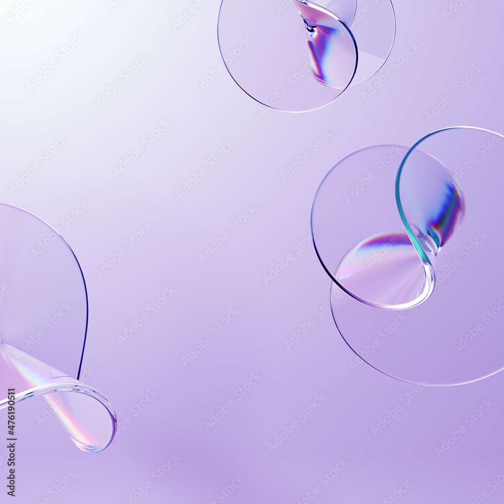 Sticker glass and caustics object, 3d render abstract background.