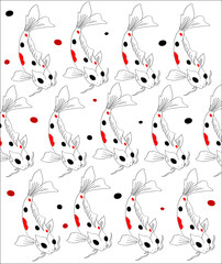 Japanese background vector. Koi fish pattern hand drawing vector