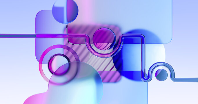 Abstract background with transparent frosted glass elements - layers interacting with each other - 3d render