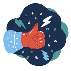 Vector illustration of Hand Thumb Up over dark background
