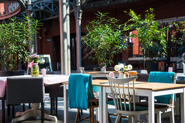 POZNAN, POLAND - September 2, 2019: Restaurants in Old Town Poznan, Poland