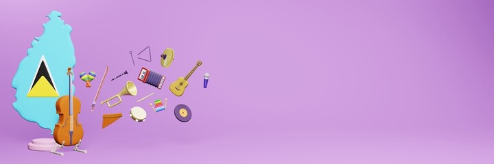 3d rendering of musical instrument usage and interest in Saint Lucia