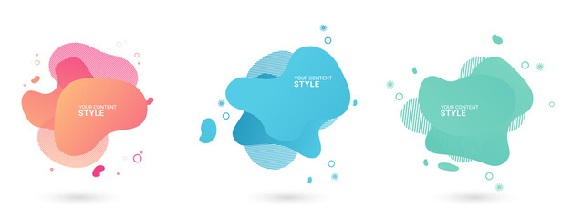 Set of abstract modern graphic elements with Dynamical color Curved with lines and Gradient abstract banners with flowing liquid shapes, Template for the design of a logo, flyer or presentation