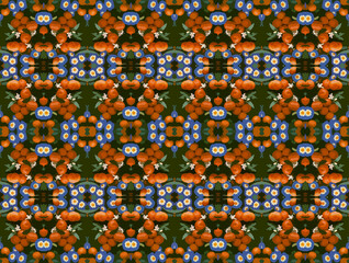 Orange fruit floral seamless pattern