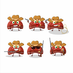 Cool cowboy curve red gummy candy cartoon character with a cute hat