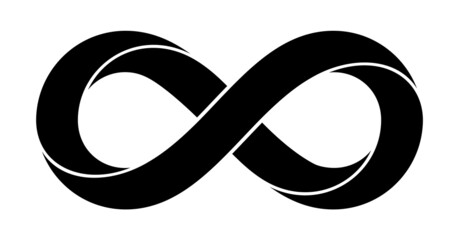 Infinity sign made with mobius strip. Stylized limitless symbol. Tattoo flat design illustration. - 476195524