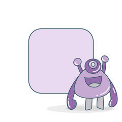 blank note board with monster vector illustration
