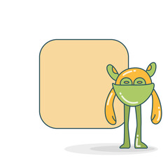 blank note board with monster vector illustration